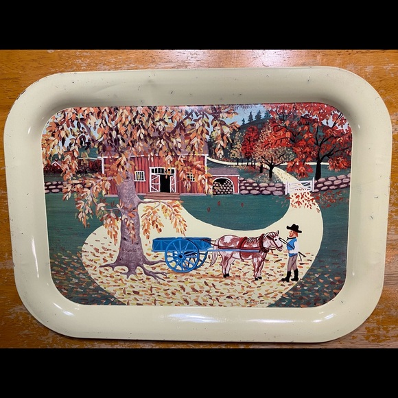 Meister Amish Theme Metal Tray from Brazil. Beautiful Vintage Art Piece for Home - Picture 15 of 15